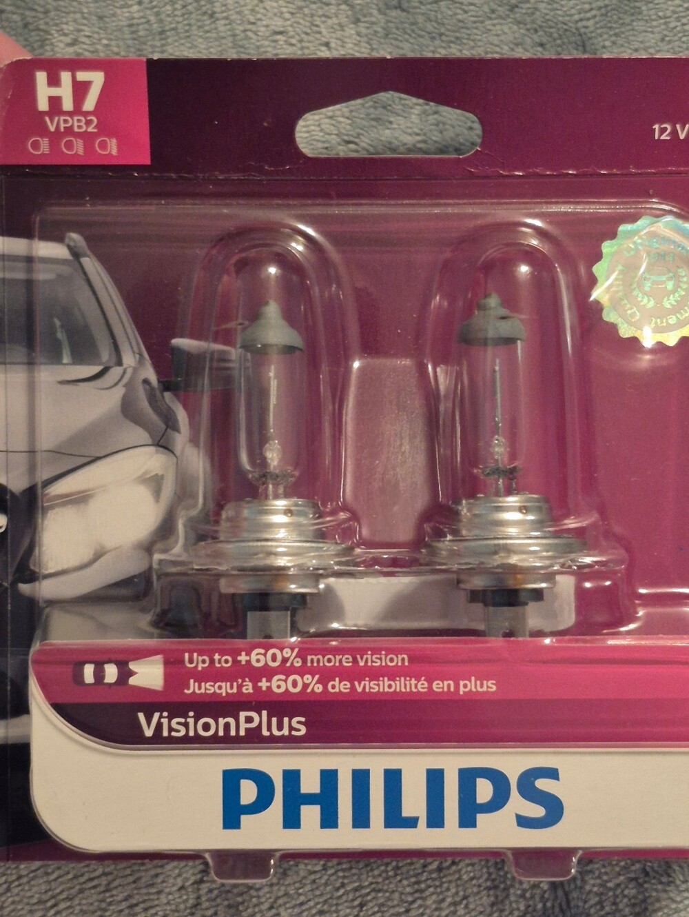 Philips VisionPlus H7 VPB2 Headlight Bulbs Pair